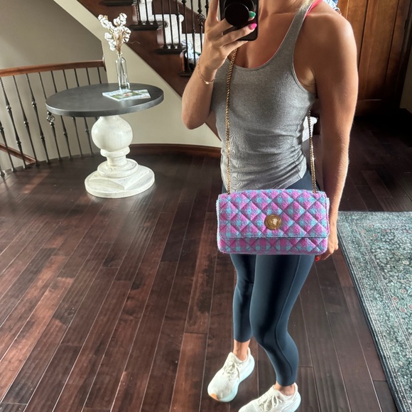 Versace Medusa Tweed Pink and Blue Shoulder Bag - Picture 5 of 7